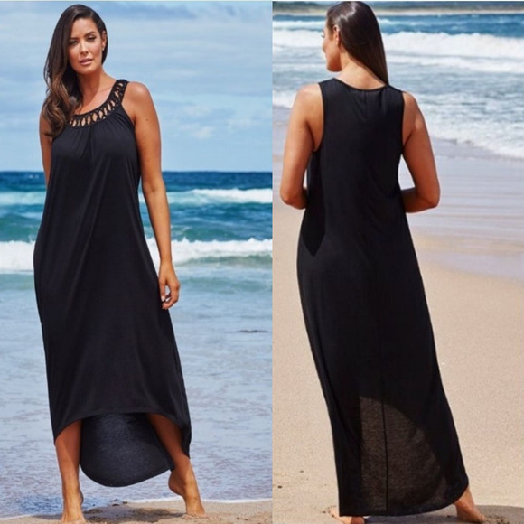 Swimsuits For All High Low Maxi Dress sz 10 12 Womens Coverup Beach Resortwear - Picture 1 of 11